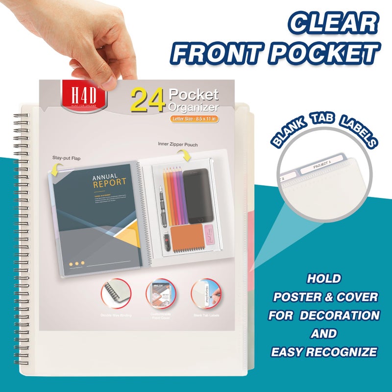 H4D 24 Pocket Morandi Color Spiral Multi Pocket Folder Poly Project Organizer - Image 3